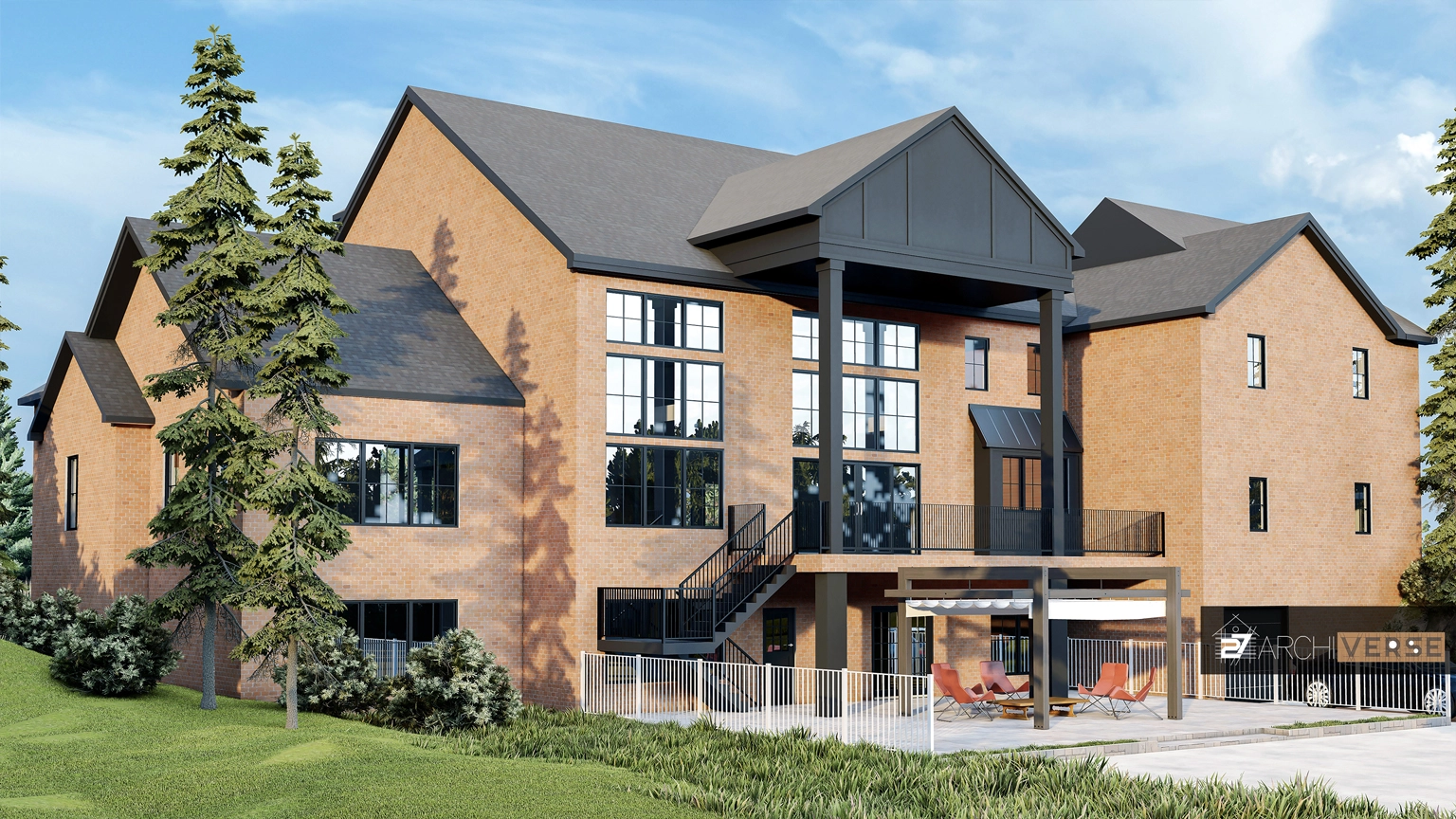 residential architecture side elevation 3D visualization