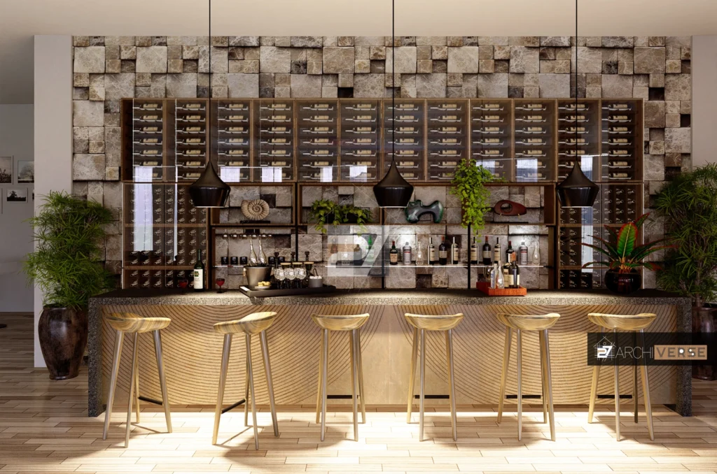 Restaurant with bar counter hotel design interior visualization