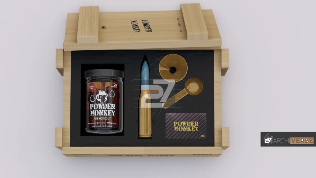 Top-down view of ammo wooden box interior with ammunition storage layout