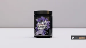 ark-themed gun powder container 3D visualization with premium branding
